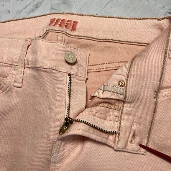 NWT Mother The Rascal Cuff Pop! Jeans SIZE 25 Just Peachy Pink Denim NEW - Picture 7 of 11